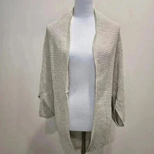 J. Jill Open-knit Shrug Kimono Sleeves in Flax Sizes Small-Large Cotton Blend